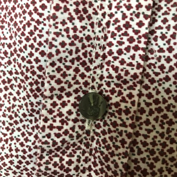 Paul Smith Vintage Shirt: Tiny Print Short Sleeve Button-Down, Magenta Cream L - Picture 9 of 10